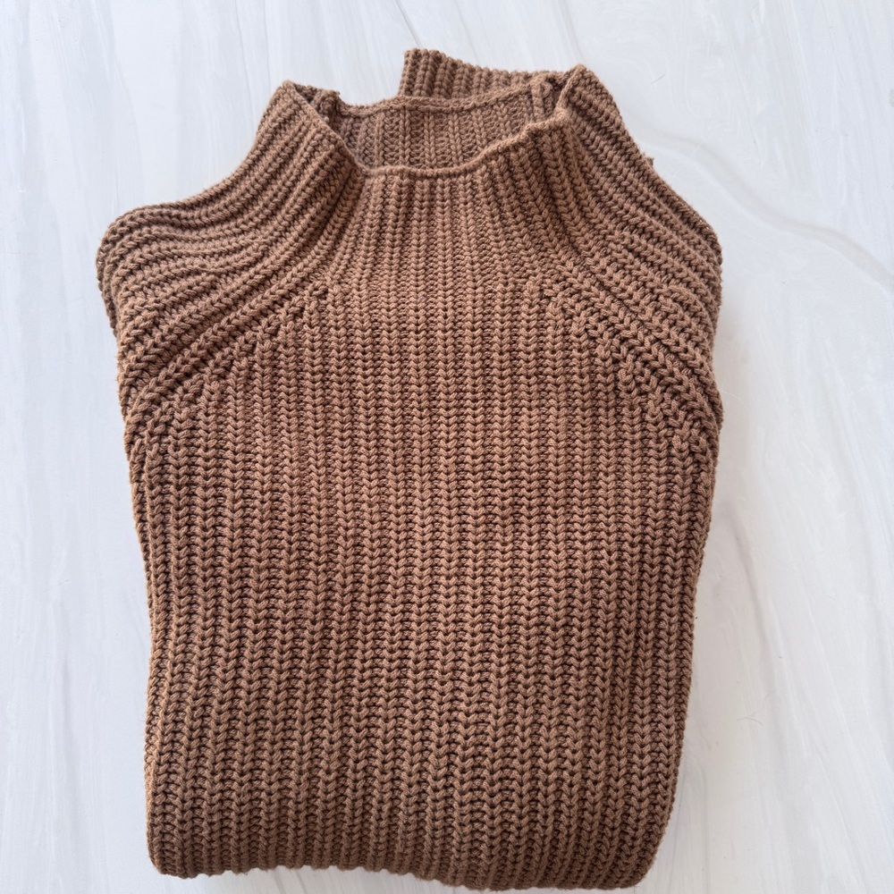 Men’s Up West Brown Rib Knit Fisherman Sweater Size Med